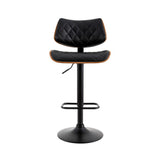 Artiss Bar Stools Kitchen Dining Chairs Gas Lift Stool Wooden Leather Black - Side View