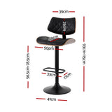 Artiss Bar Stools Kitchen Dining Chairs Gas Lift Stool Wooden Leather Black - Front View