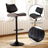 Artiss 2x Bar Stools Kitchen Dining Chairs Gas Lift Stool Wooden Leather Black - 45-Degree Angle