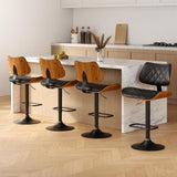 Artiss 4x Bar Stools Kitchen Dining Chairs Gas Lift Stool Wooden Leather Black - Close-Up Angle