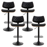 Artiss 4x Bar Stools Kitchen Dining Chairs Gas Lift Stool Wooden Leather Black - Side View