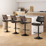Artiss 4x Bar Stools Kitchen Dining Chairs Gas Lift Stool Wooden Leather Black - Close-Up Angle