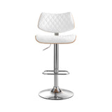 Artiss Bar Stools Kitchen Dining Chairs Gas Lift Stool Wooden Leather White - Side View