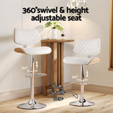 Artiss Bar Stools Kitchen Dining Chairs Gas Lift Stool Wooden Leather White - Top-Down View