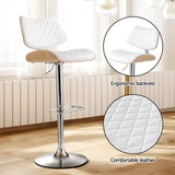 Artiss Bar Stools Kitchen Dining Chairs Gas Lift Stool Wooden Leather White - 45-Degree Angle
