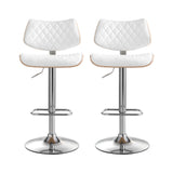 Artiss 2x Bar Stools Kitchen Dining Chairs Gas Lift Stool Wooden Leather White - Side View