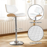 Artiss 4x Bar Stools Kitchen Dining Chairs Gas Lift Stool Wooden Leather White - 45-Degree Angle