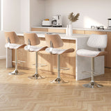 Artiss 4x Bar Stools Kitchen Dining Chairs Gas Lift Stool Wooden Leather White - Close-Up Angle