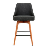 Artiss 2x Bar Stools Swivel Seat Wooden Charcoal - Side View