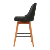 Artiss 2x Bar Stools Swivel Seat Wooden Charcoal - Top-Down View