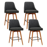 Artiss 4x Bar Stools Swivel Seat Wooden Charcoal