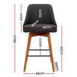 Artiss 4x Bar Stools Swivel Seat Wooden Charcoal - Front View