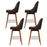 Artiss 4x Bar Stools Swivel Seat Wooden Charcoal - Side View