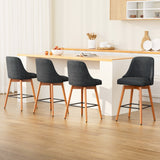 Artiss 4x Bar Stools Swivel Seat Wooden Charcoal - Low Angle