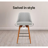 Artiss 2x Bar Stools Swivel Seat Wooden Grey - Rear View