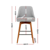 Artiss 4x Bar Stools Swivel Seat Wooden Grey - Front View