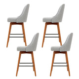 Artiss 4x Bar Stools Swivel Seat Wooden Grey - Side View
