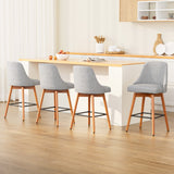 Artiss 4x Bar Stools Swivel Seat Wooden Grey - Low Angle