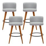 Artiss 4x Bar Stools Linen Padded Wooden Grey - Side View