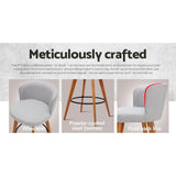 Artiss 4x Bar Stools Linen Padded Wooden Grey - 45-Degree Angle