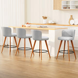 Artiss 4x Bar Stools Linen Padded Wooden Grey - Low Angle