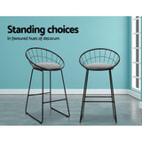 Artiss 2x Bar Stools Padded Seat Metal - Rear View