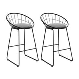Artiss 2x Bar Stools Padded Seat Metal - Low Angle