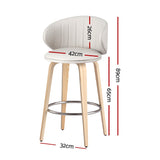 4x Artiss Bar Stools Dining Chairs Contoured Leather Wood Stool - Front View