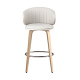 4x Artiss Bar Stools Dining Chairs Contoured Leather Wood Stool - Side View