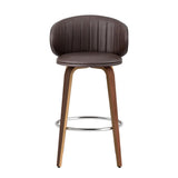 2x Artiss Bar Stools Dining Chairs Contoured Leather Wood Stool - Side View