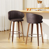 2x Artiss Bar Stools Dining Chairs Contoured Leather Wood Stool - Close-Up Angle