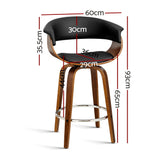 Artiss Bar Stools Swivel PU Seat Wooden - Front View