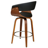 Artiss Bar Stools Swivel PU Seat Wooden - Side View