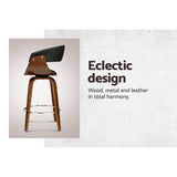 Artiss Bar Stools Swivel PU Seat Wooden - Top-Down View