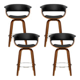 Artiss 4x Bar Stools Swivel PU Seat Wooden - Side View