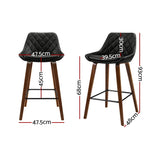 Artiss 2x Bar Stools PU Seat Wooden - Front View