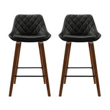 Artiss 2x Bar Stools PU Seat Wooden - Side View