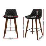 Artiss 4x Bar Stools PU Seat Wooden - Front View