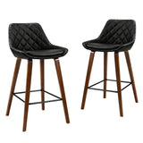 Artiss 4x Bar Stools PU Seat Wooden - Side View