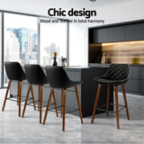 Artiss 4x Bar Stools PU Seat Wooden - Top-Down View