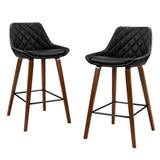 Artiss 4x Bar Stools PU Seat Wooden - Close-Up Angle