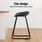 Artiss 2x Bar Stools Kitchen Dining Chairs Counter Stool PU Leather Metal - Top-Down View
