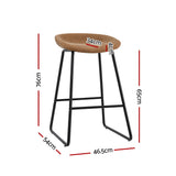 Artiss 4x Bar Stools Kitchen Dining Chairs Counter Stool PU Leather Metal Brown - Front View