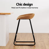 Artiss 4x Bar Stools Kitchen Dining Chairs Counter Stool PU Leather Metal Brown - Top-Down View