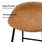 Artiss 4x Bar Stools Kitchen Dining Chairs Counter Stool PU Leather Metal Brown - Rear View