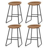 Artiss 4x Bar Stools Kitchen Dining Chairs Counter Stool PU Leather Metal Brown - Close-Up Angle