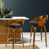 Artiss 2x Bar Stools Swivel Seat Curving Backrest - Close-Up Angle