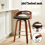 Artiss 2x Bar Stools Swivel Dining Chairs Low Back Counter Seat PU Cushion - Top-Down View