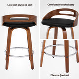 Artiss 2x Bar Stools Swivel Dining Chairs Low Back Counter Seat PU Cushion - 45-Degree Angle