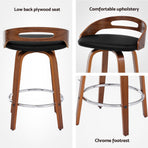 Artiss 4x Bar Stools Swivel Dining Chairs Low Back Counter Seat PU Cushion